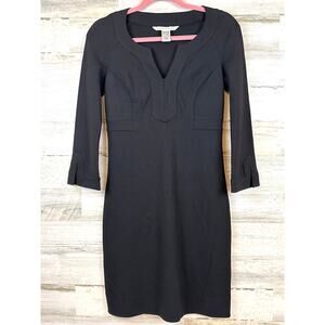 Diane Von Furstenberg Womens 2 Black Viscose Indy Long Sleeve Mini Dress